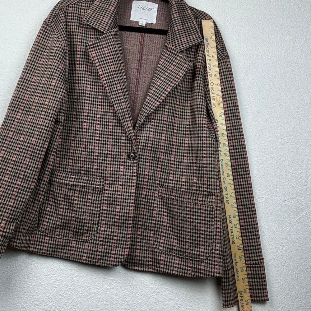 Lola Jeans Pink Houndstooth Plaid Knit Blazer - 2X- DarkAcademia Preppy - Picture 3 of 12